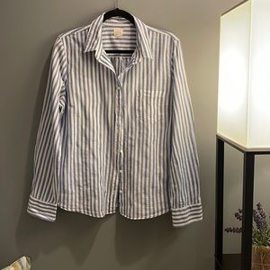 JCrew blue/white striped button-down shirt